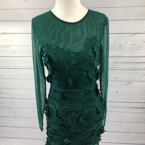 👻 Green lace sheer bodycon dress - Picture 1 of 7
